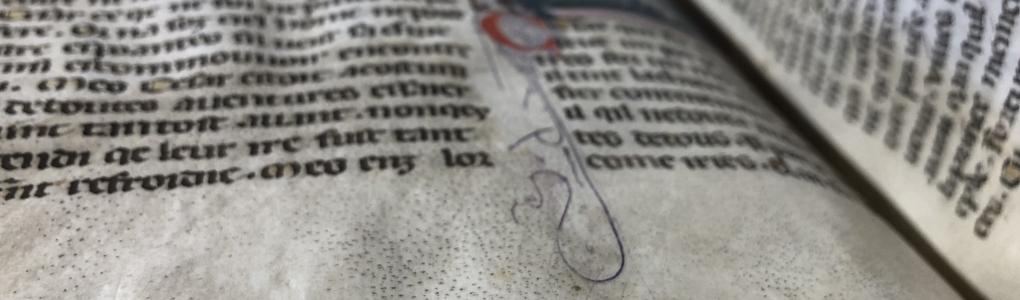 Close-up photograph of a medieval text