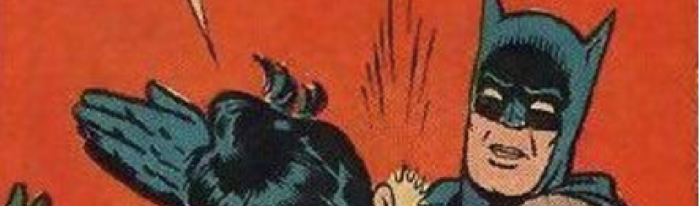 Batman slapping Robin for improper French form